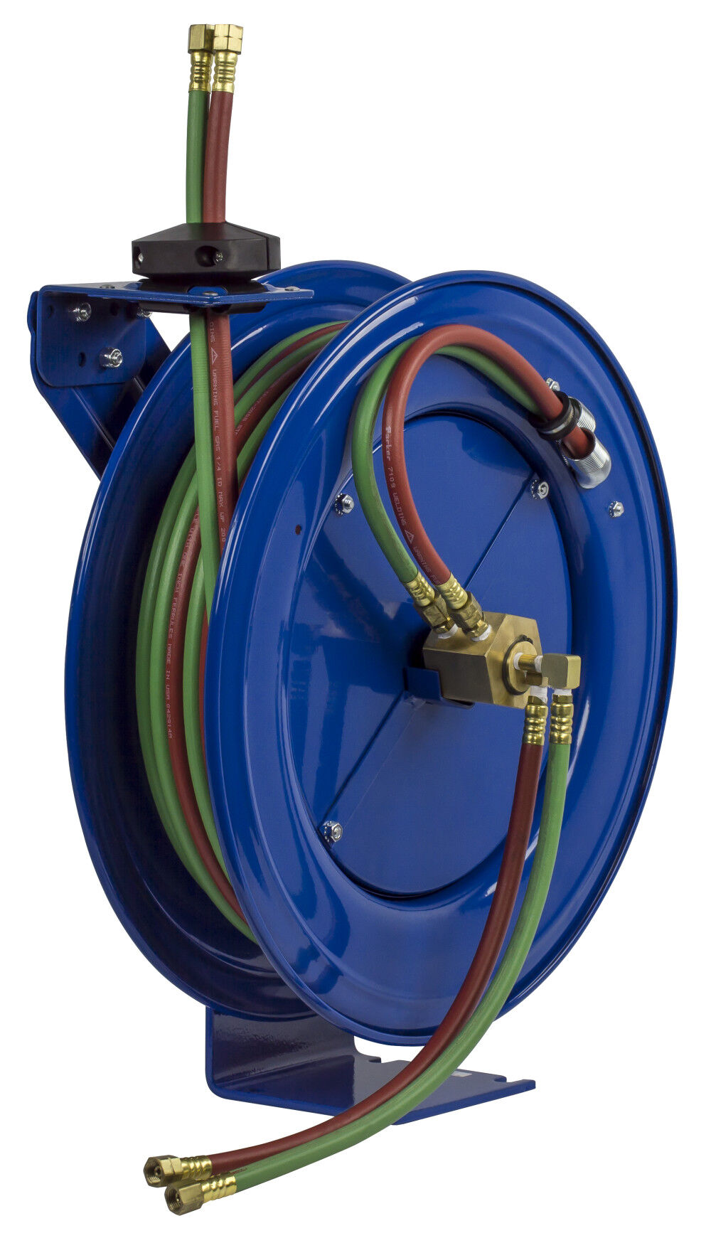 Hose Reel Dual Hose Spring Rewind with T Grade Hose 1/4in ID 100' 200 PSI SHWT-N-1100