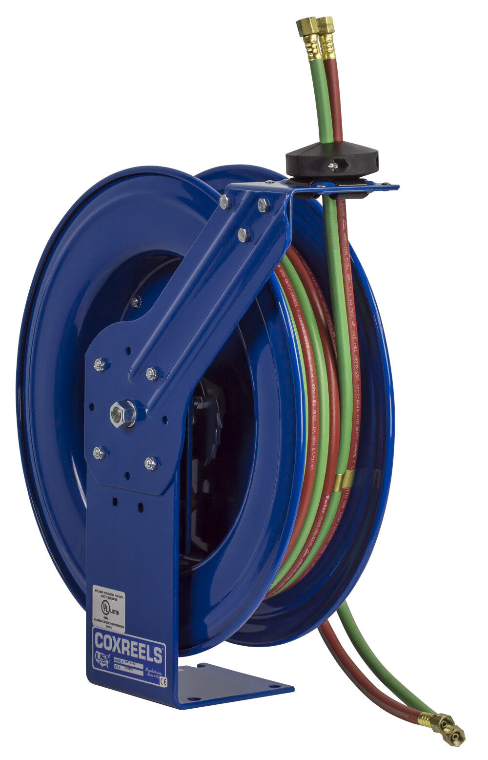 Hose Reel Dual Hose Spring Rewind with T Grade Hose 1/4in ID 100' 200 PSI SHWT-N-1100