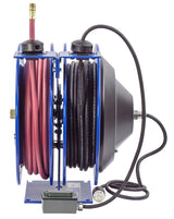 Hose Reel Dual Purpose Spring Rewind 3/8in x 50' 300PSI GFCI Receptacle 50' cord 12 AWG C-L350-5012-F