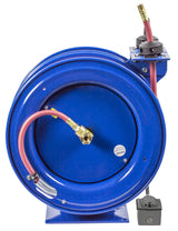 Hose Reel Dual Purpose Spring Rewind 3/8in x 50' 300PSI GFCI Receptacle 50' cord 12 AWG C-L350-5012-F