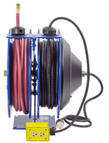 Hose Reel Dual Purpose Spring Rewind 3/8in x 50' 300PSI Quad Receptacle 50' cord 12 AWG C-L350-5012-B