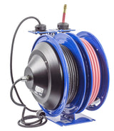 Hose Reel Dual Purpose Spring Rewind 3/8in x 50' 300PSI Quad Receptacle 50' cord 12 AWG C-L350-5012-B