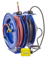 Hose Reel Dual Purpose Spring Rewind 3/8in x 50' 300PSI Quad Receptacle 50' cord 12 AWG C-L350-5012-B