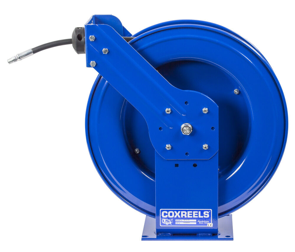 Hose Reel Supreme Duty Spring Rewind for Grease/Hydraulic Oil 1/4in ID 100' Hose 5000 PSI THP-N-1100