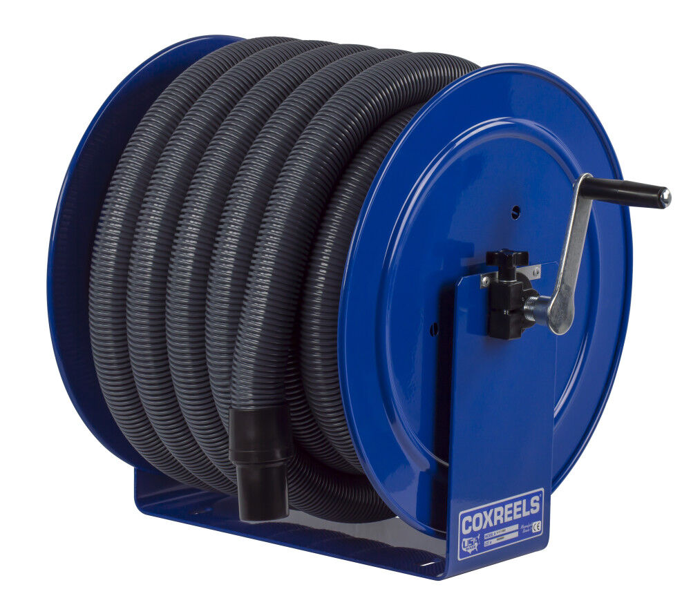 Hose Reel Vacuum Only Direct Crank Rewind 1 1/2in 2in ID 35' Hose Capacity V-117H-835