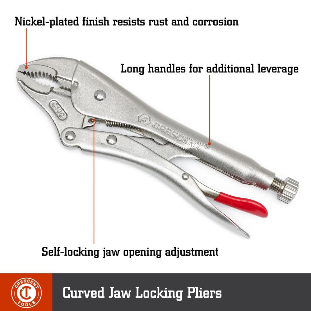 10in Curved Jaw Locking Pliers with Wire Cutter C10CVN-08