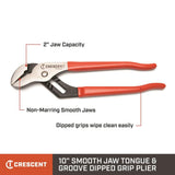 10in Smooth Jaw Dipped Handle Tongue & Groove Pliers 10TGSJDG