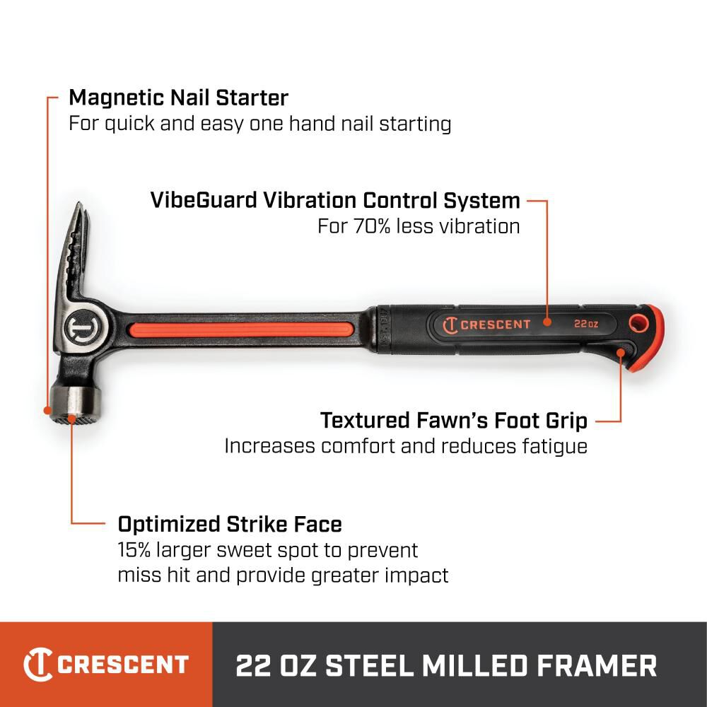 22oz Steel Milled Face Framing Hammer CHSFRM22