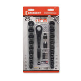 25-Piece Standard (SAE) and Metric Combination Black Oxide Mechanics Tool Set CX6PT25