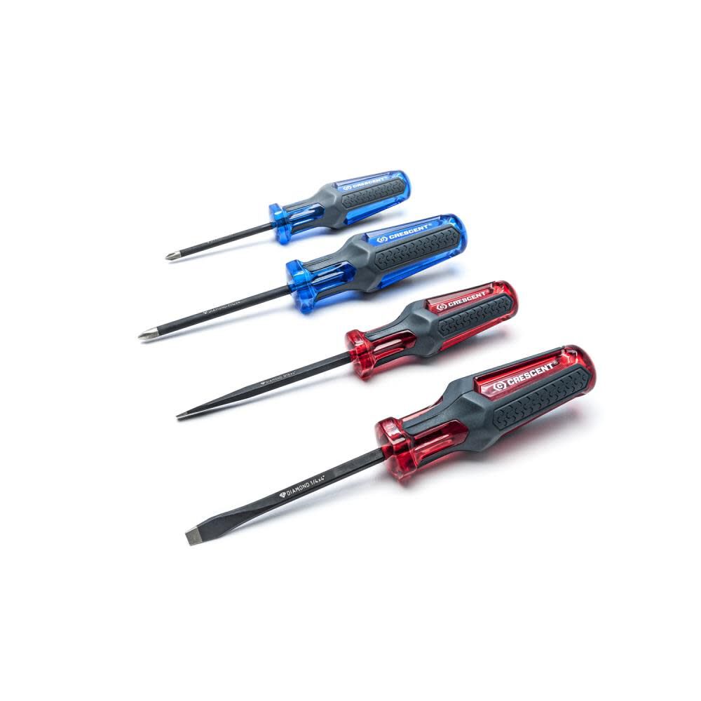 4 Pc. Phillips/Slotted Co-Molded Diamond Tip Screwdriver Set CGS4PCSET