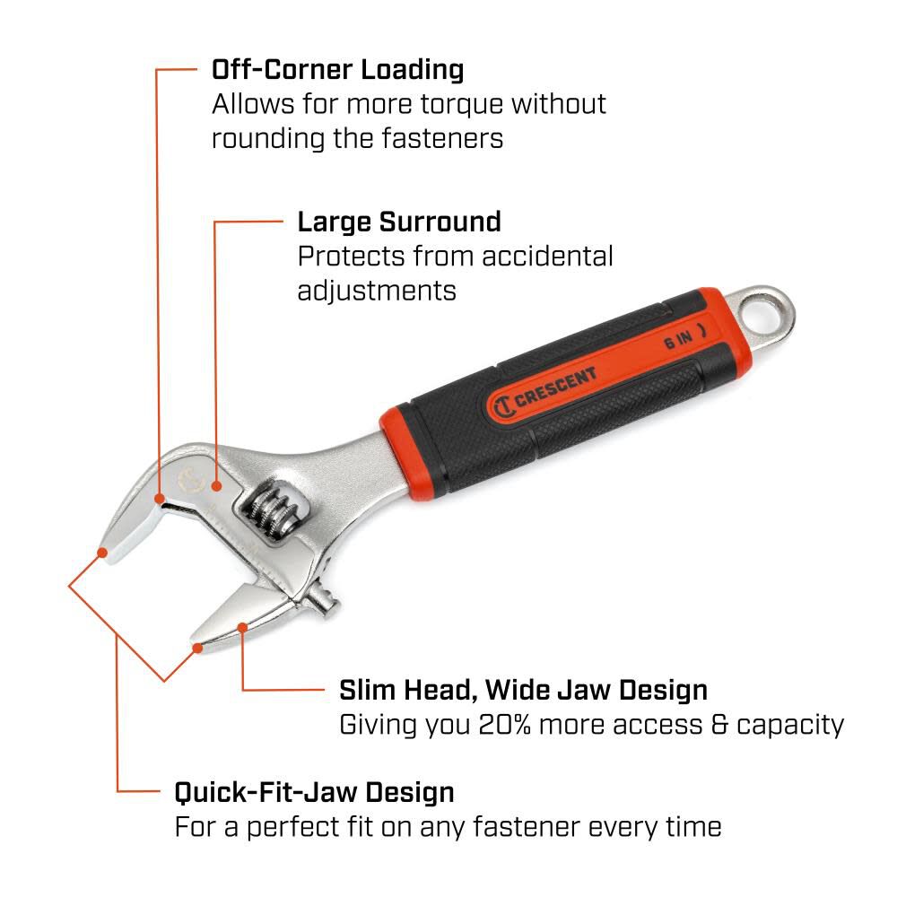 6 Inch Adjustable Wrench with Cushion Grip AC36CVS