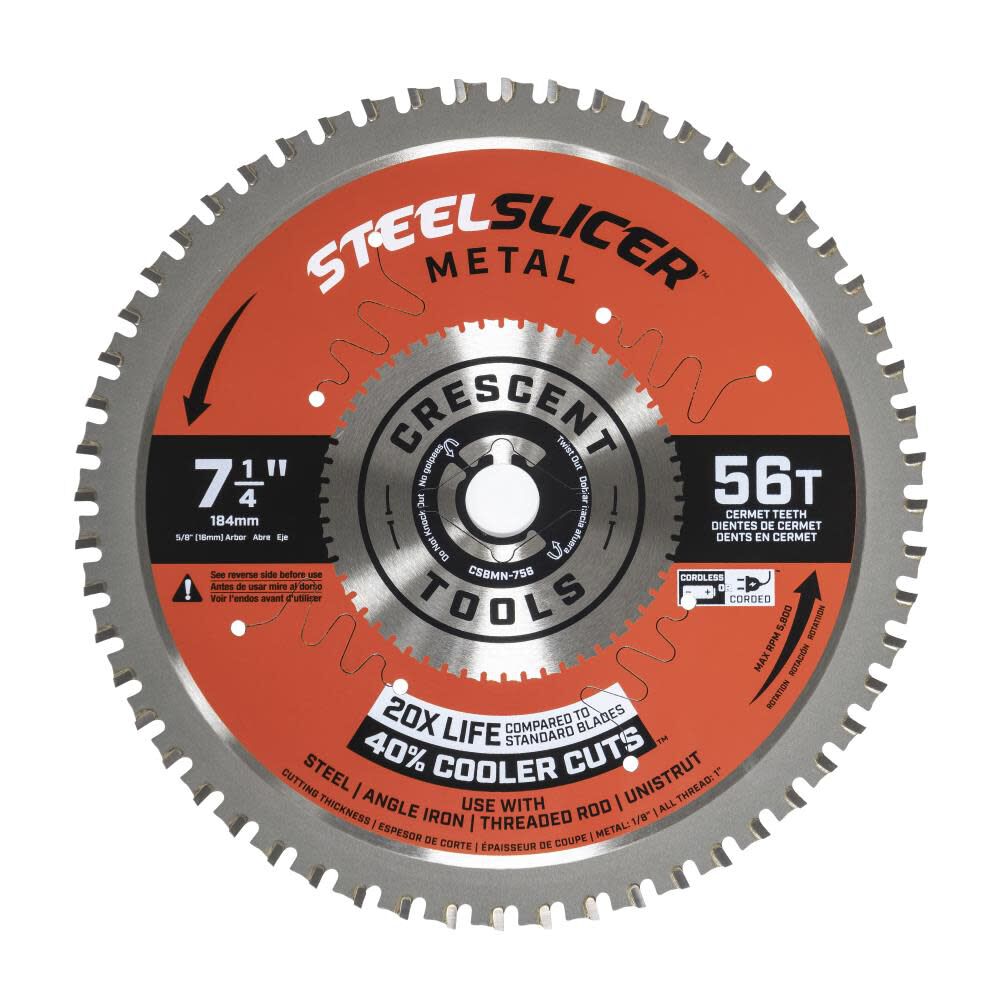 7 1/4in x 56 Tooth Steel Slicer Thin Metal Circular Saw Blade CSBMN-756