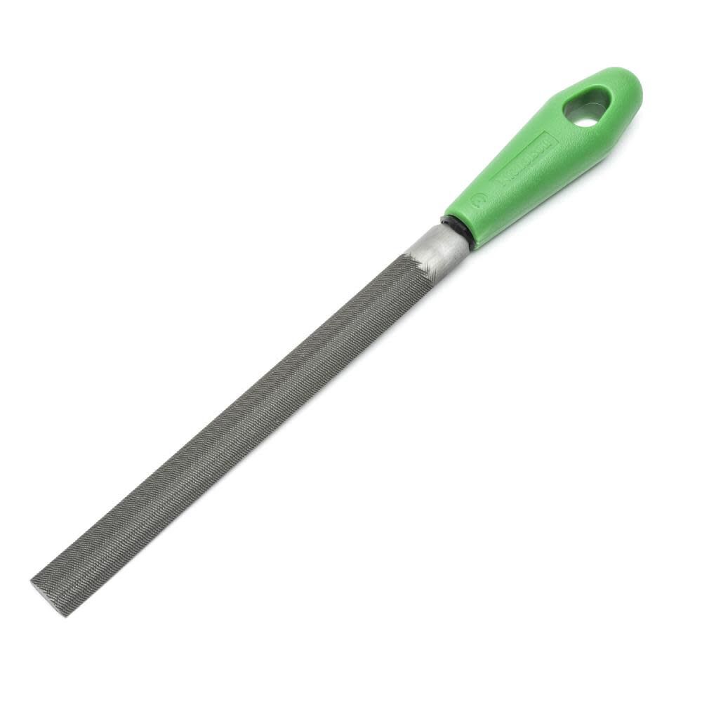 8in Half Round Double Cut Bastard File with Green Handle - Carded 21745N