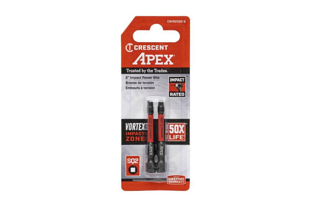 1/4-in x 2-in Square/Robertson Impact Driver Bit (2-Piece) CAVB2SQ2-2