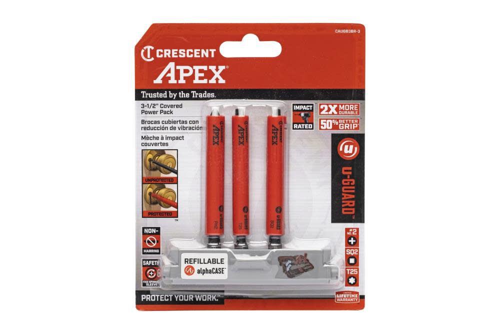 1/4-in x 3-1/2-in Phillips/Square/Torx Impact Driver Bit (3-Piece) CAUGB3BR-3