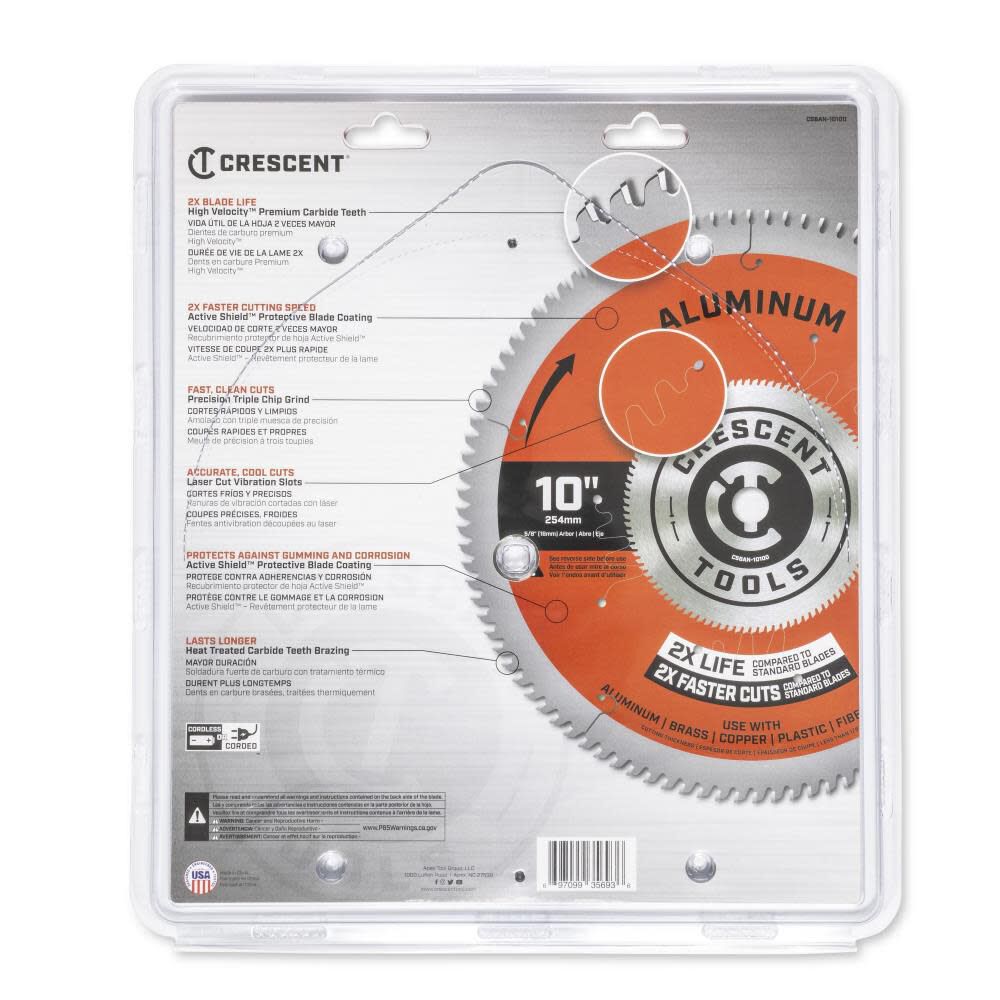 Circular Saw Blade 10in X 100 Tooth Thin Aluminum CSBAN-10100