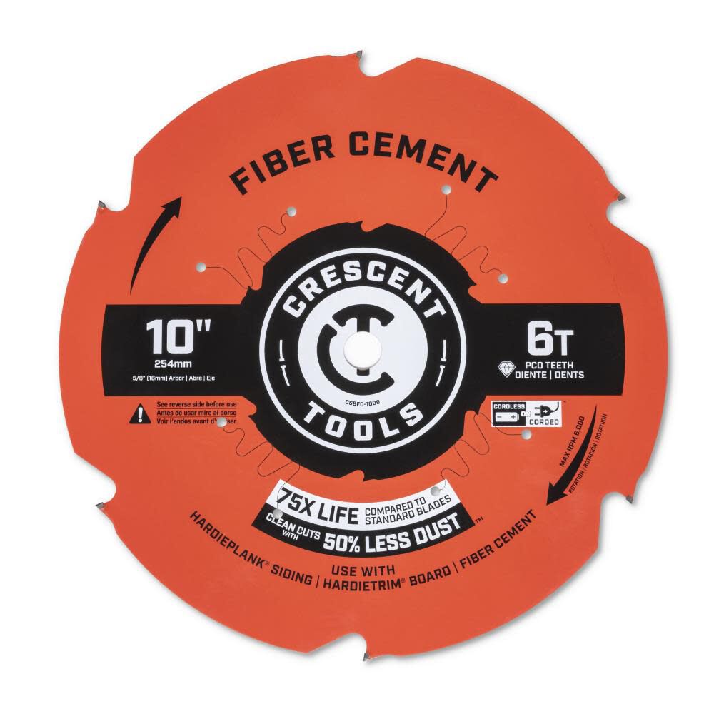 10-in 6-Tooth Diamond Circular Saw Blade CSBFC-1006