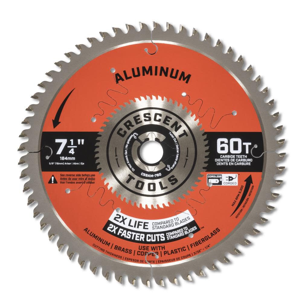 Medium Aluminum 7-1/4-in 60-Tooth Carbide Circular Saw Blade CSBAM-760