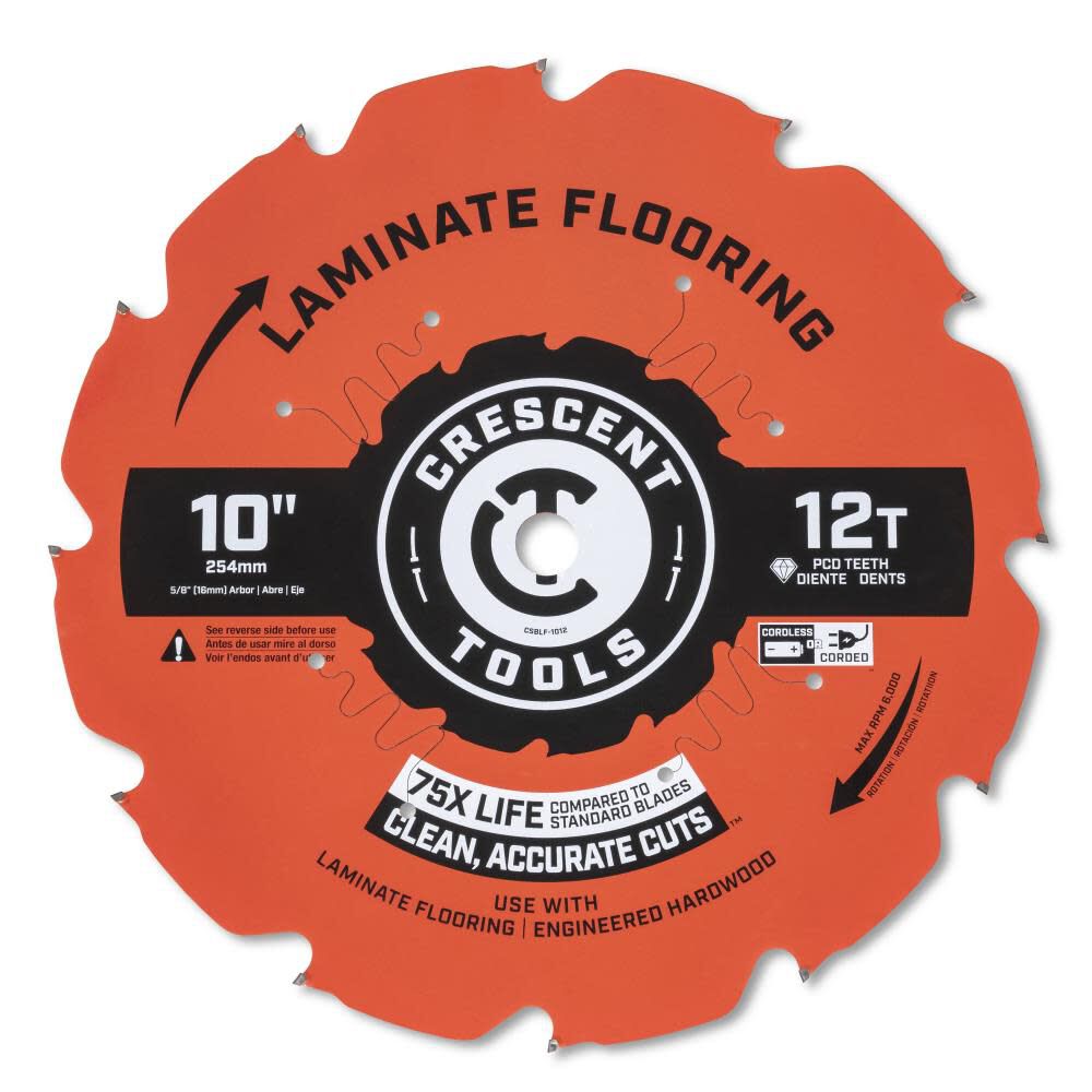 Laminate Flooring 10-in 12-Tooth Diamond Circular Saw Blade CSBLF-1012