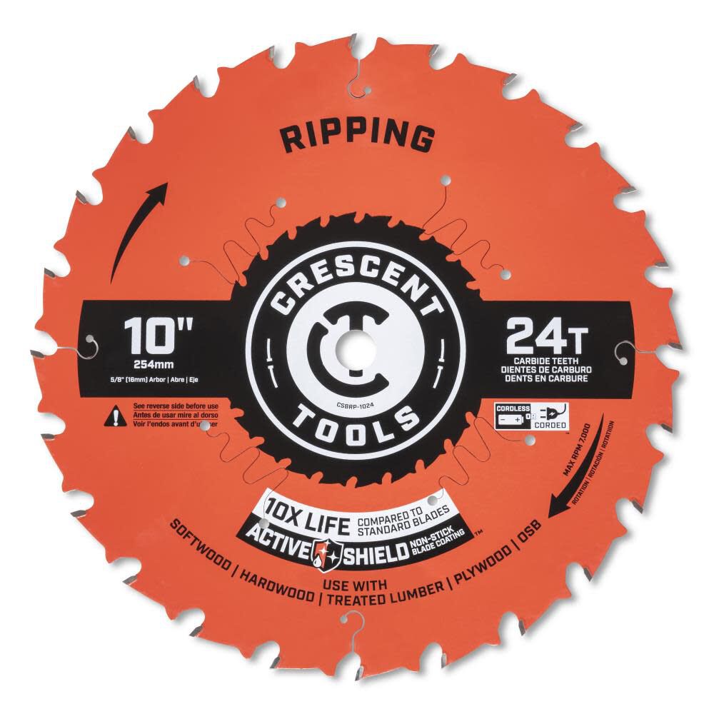 Ripping 10-in 24-Tooth Rough Finish Carbide Circular Saw Blade CSBRP-1024