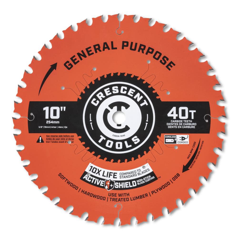 General Purpose 10-in 40-Tooth Rough Finish Carbide Circular Saw Blade CSBGN-1040