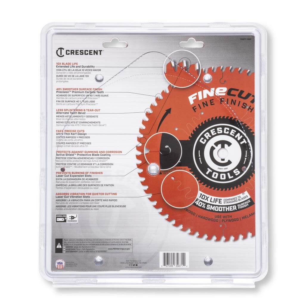 Circular Saw Blade 10in x 60 Tooth Fine Cut Fine Finishing CSBFF-1060