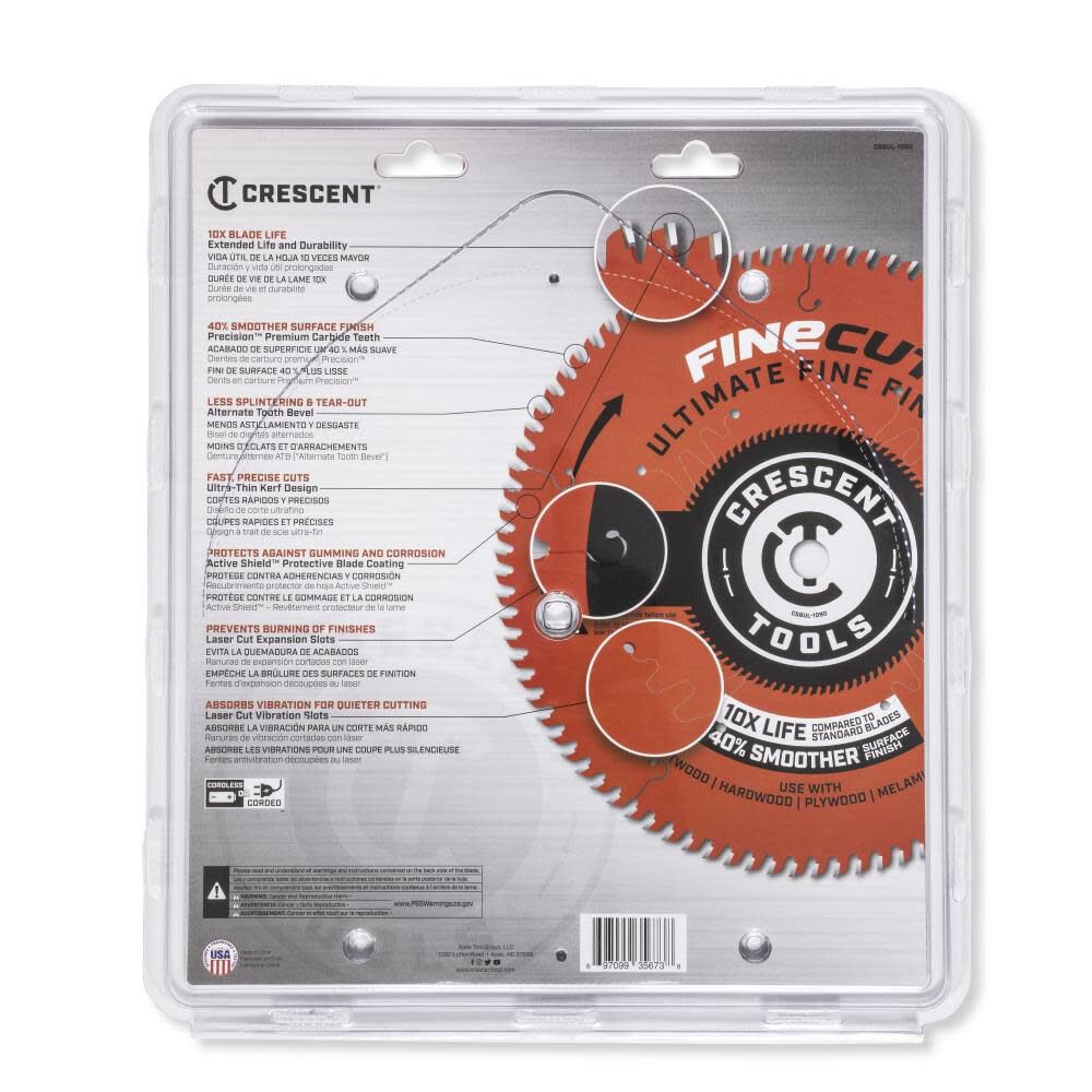 Circular Saw Blade 10in x 90 Tooth Fine Cut Ultimate Fine Finishing CSBUL-1090