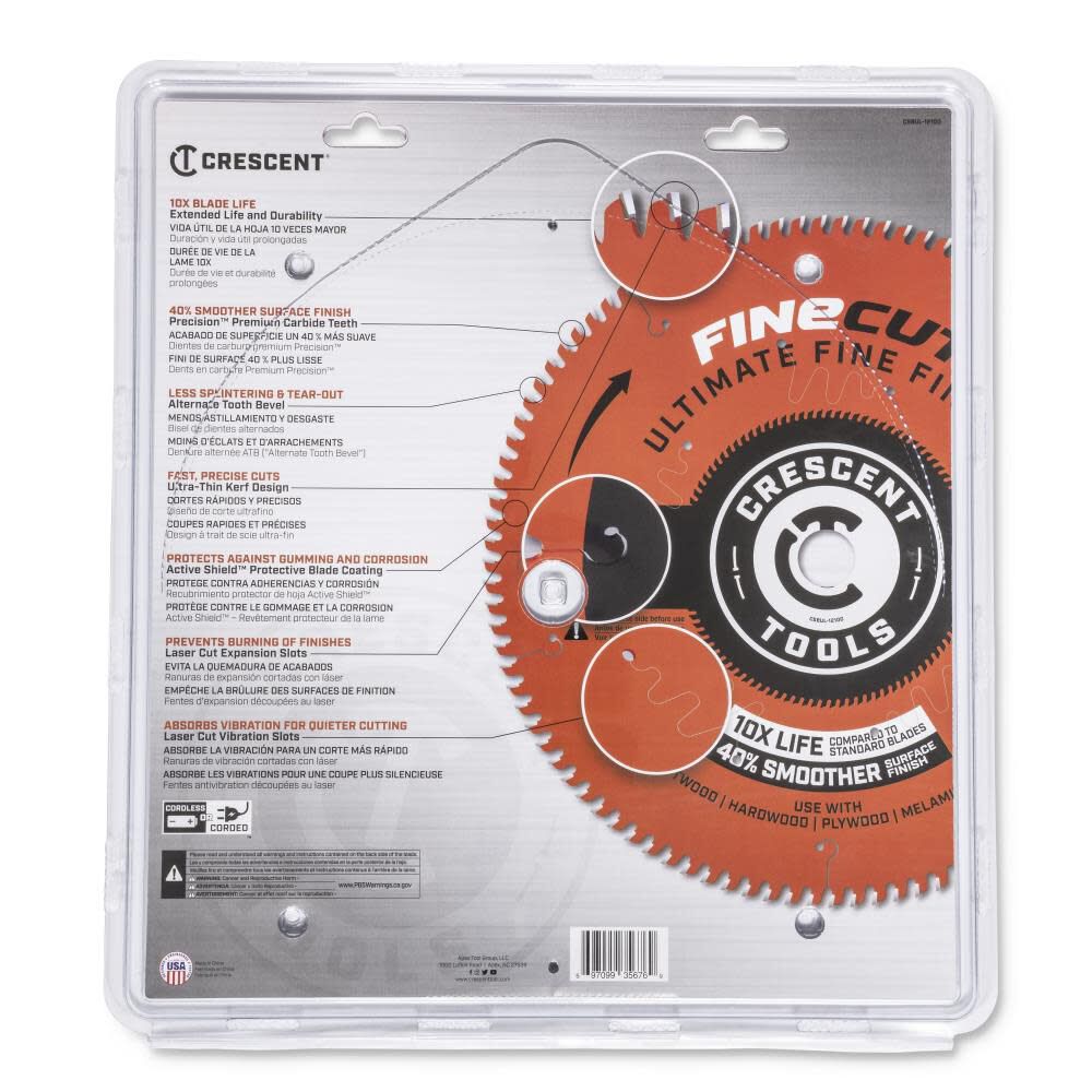 Circular Saw Blade 12in x 100 Tooth Fine Cut Ultimate Finish CSBUL-12100