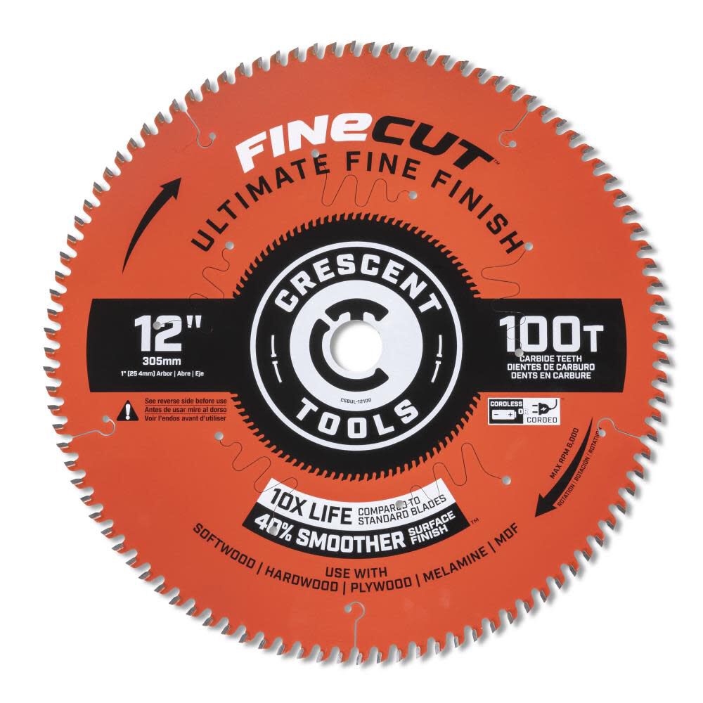 Circular Saw Blade 12in x 100 Tooth Fine Cut Ultimate Finish CSBUL-12100