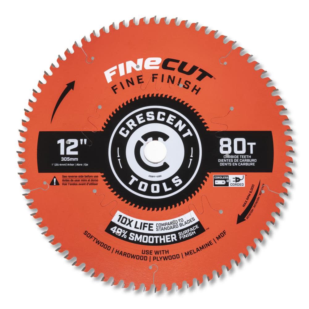 Fine Finish 12-in 80-Tooth Fine Finish Carbide Circular Saw Blade CSBFF-1280