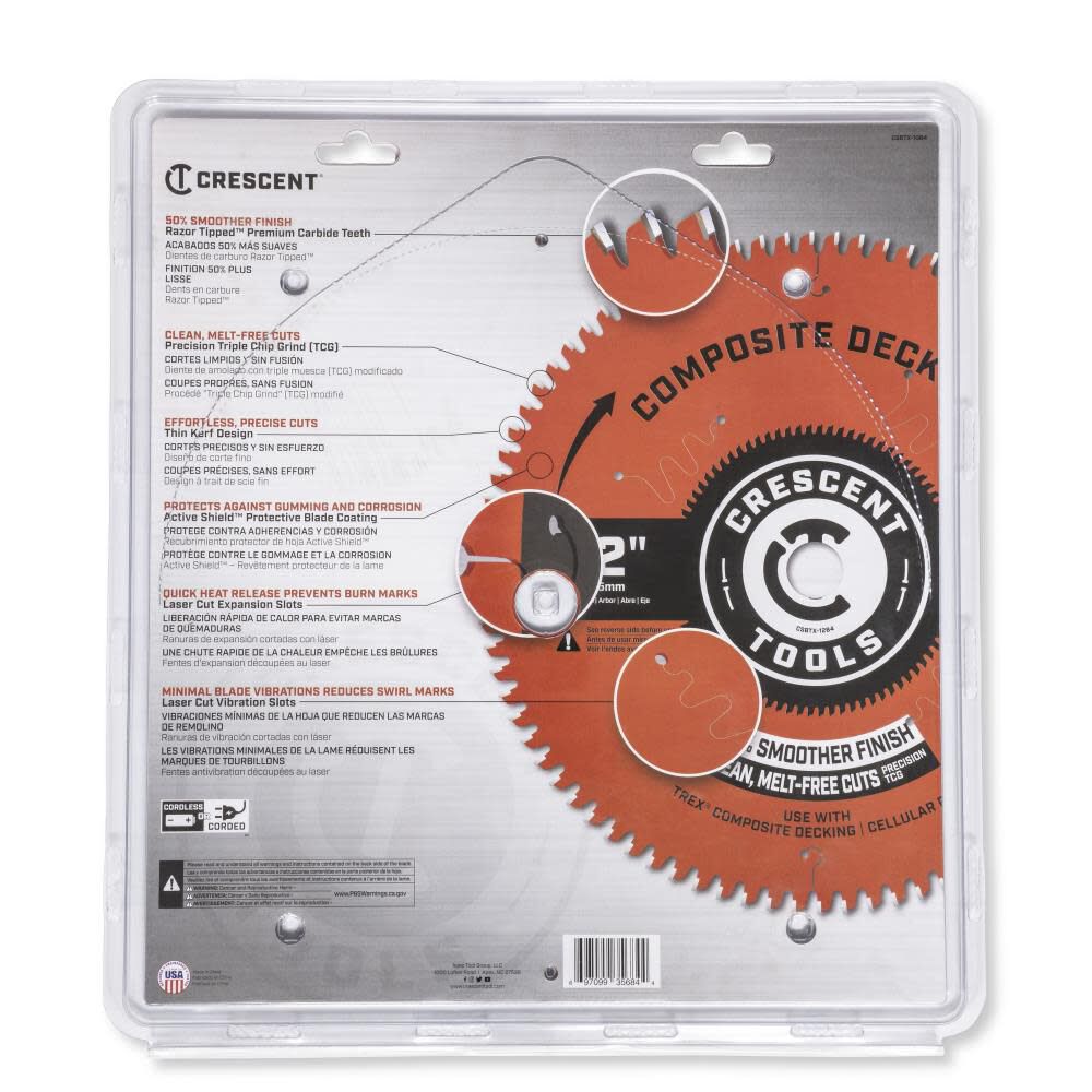 Circular Saw Blade 12in x 84 Tooth Composite Decking CSBTX-1284