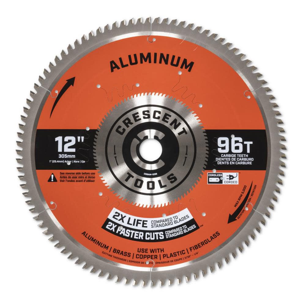 Circular Saw Blade 12in x 96 Tooth Medium Aluminum CSBAM-1296