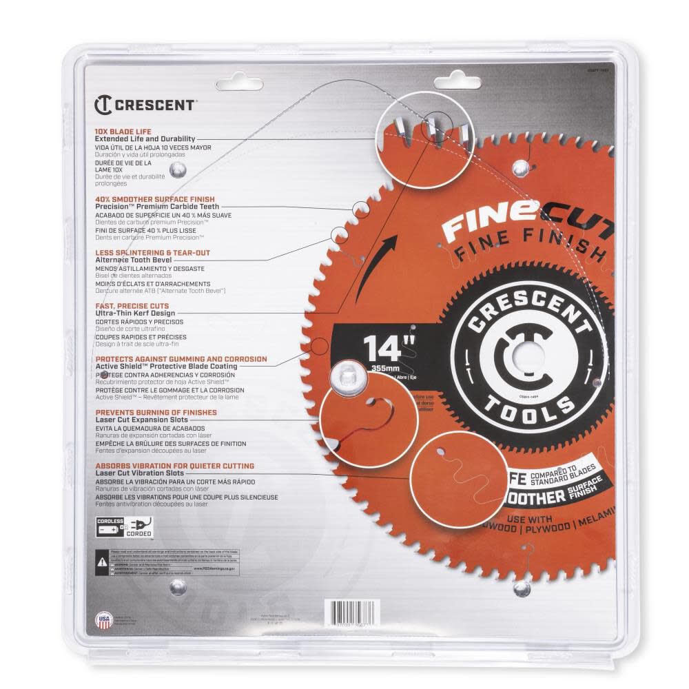 Circular Saw Blade 14in x 84 Tooth Fine Cut Fine Finishing CSBFF-1484