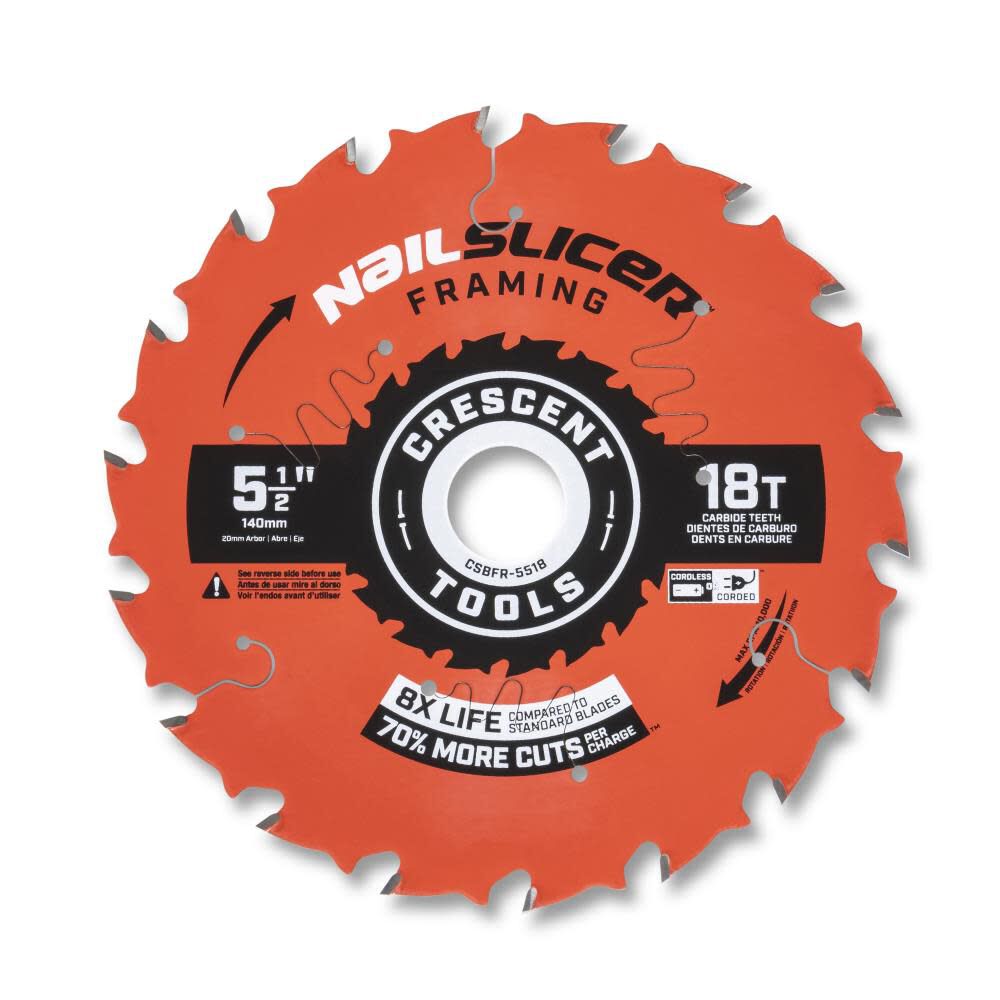 Circular Saw Blade 5 1/2in x 18 Tooth NailSlicer Framing CSBFR-5518