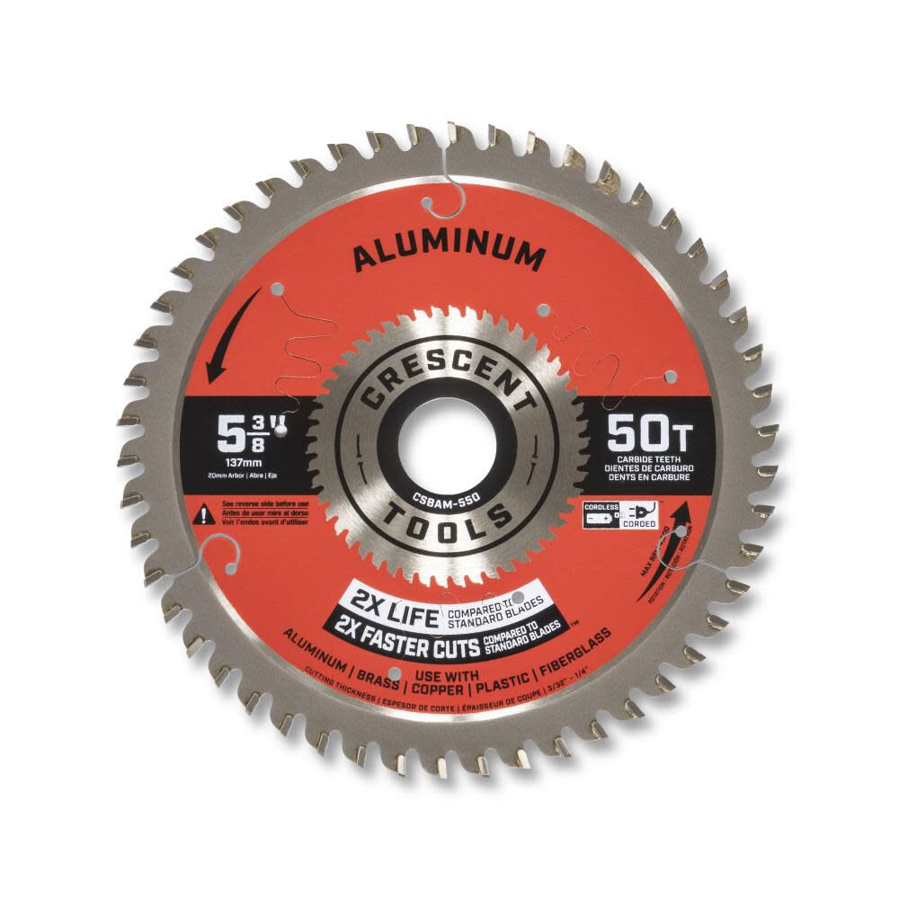 Medium Aluminum 5-3/8-in 50-Tooth Carbide Circular Saw Blade CSBAM-550