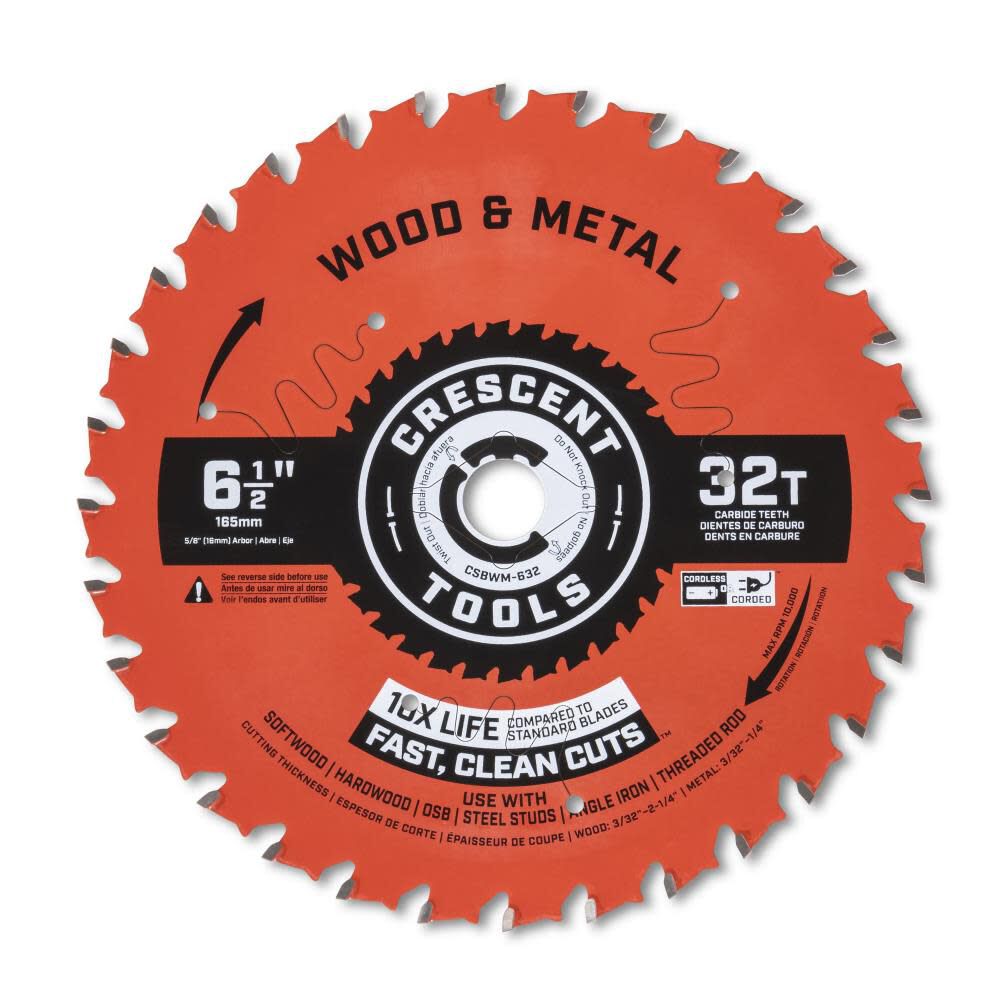 Circular Saw Blade 6 1/2in x 32 Tooth Wood / Metal CSBWM-632