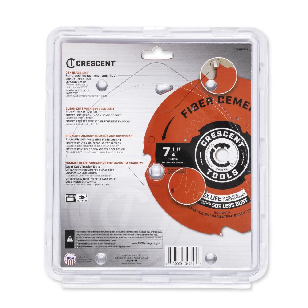 Fiber Cement 7-1/4-in 4-Tooth Diamond Circular Saw Blade CSBFC-704