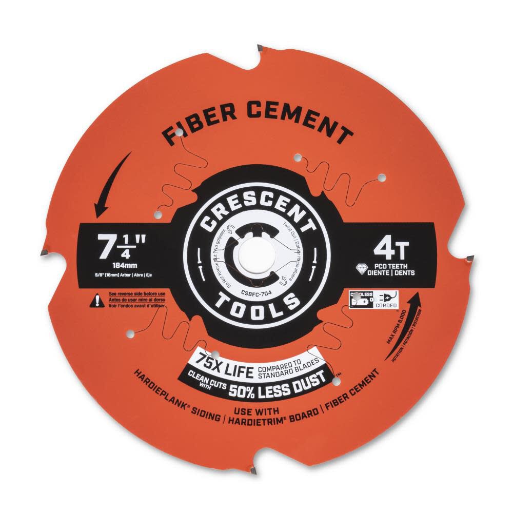 Fiber Cement 7-1/4-in 4-Tooth Diamond Circular Saw Blade CSBFC-704