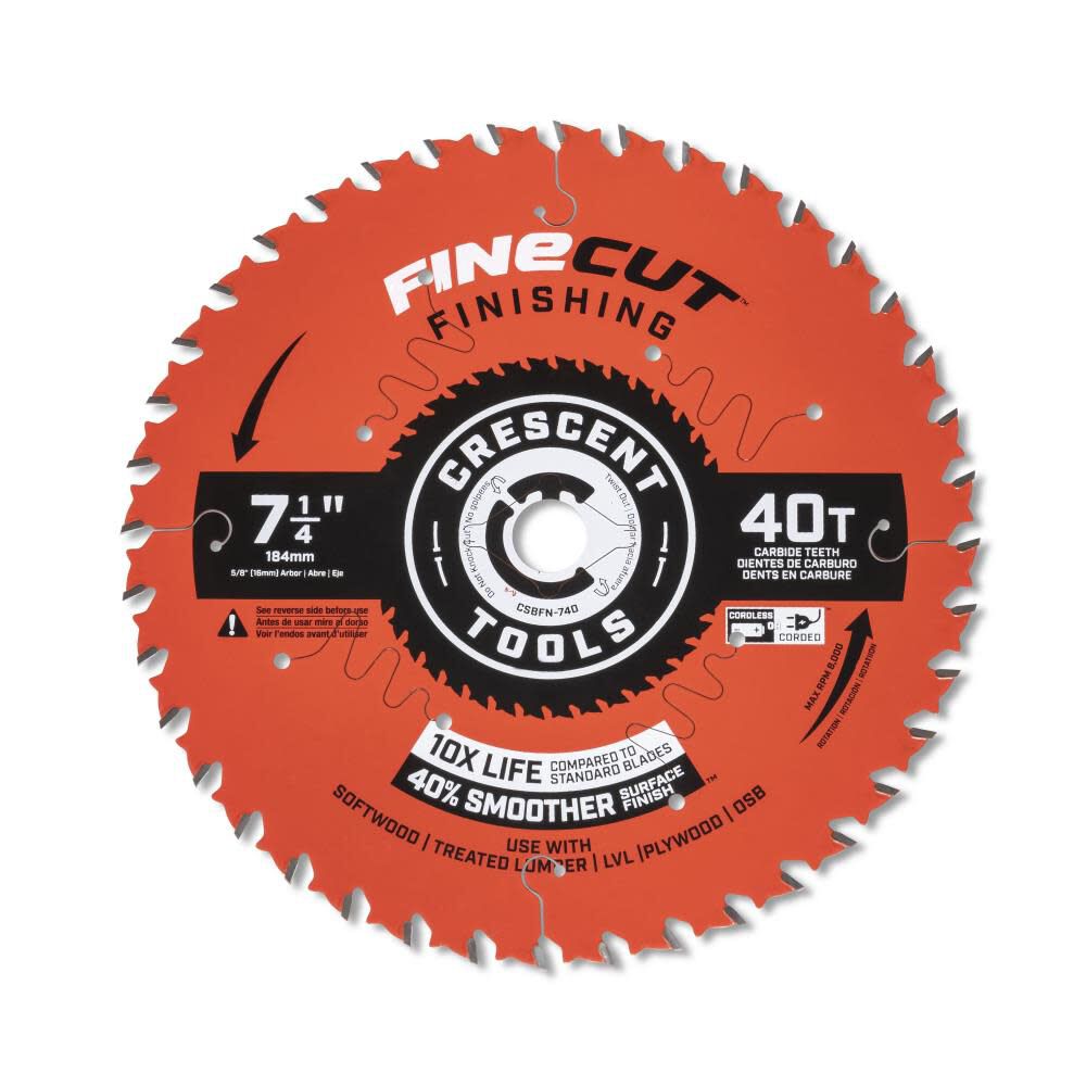 Circular Saw Blade 7 1/4in x 40 Tooth Fine Cut Finishing CSBFN-740