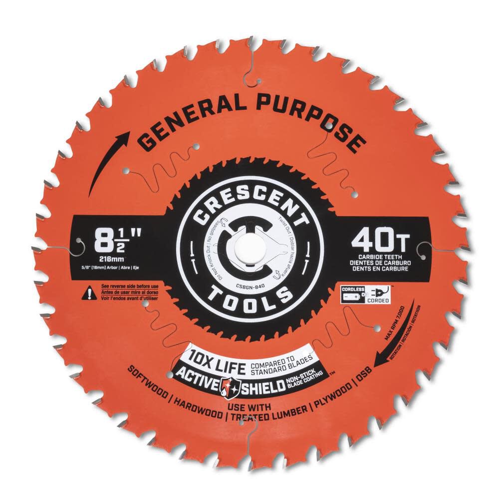 Circular Saw Blade 8 1/2in x 40 Tooth General Purpose CSBGN-840