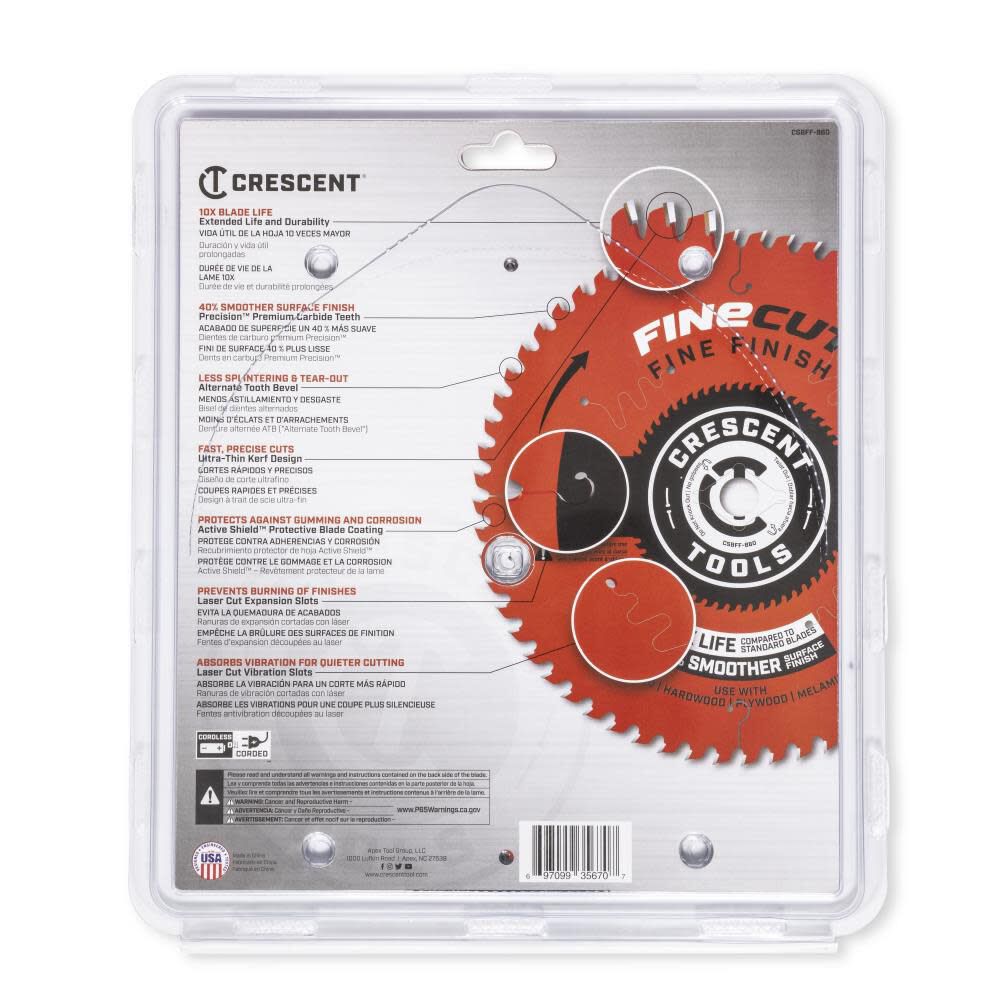 Circular Saw Blade 8 1/2in x 60 Tooth Fine Cut Fine Finishing CSBFF-860