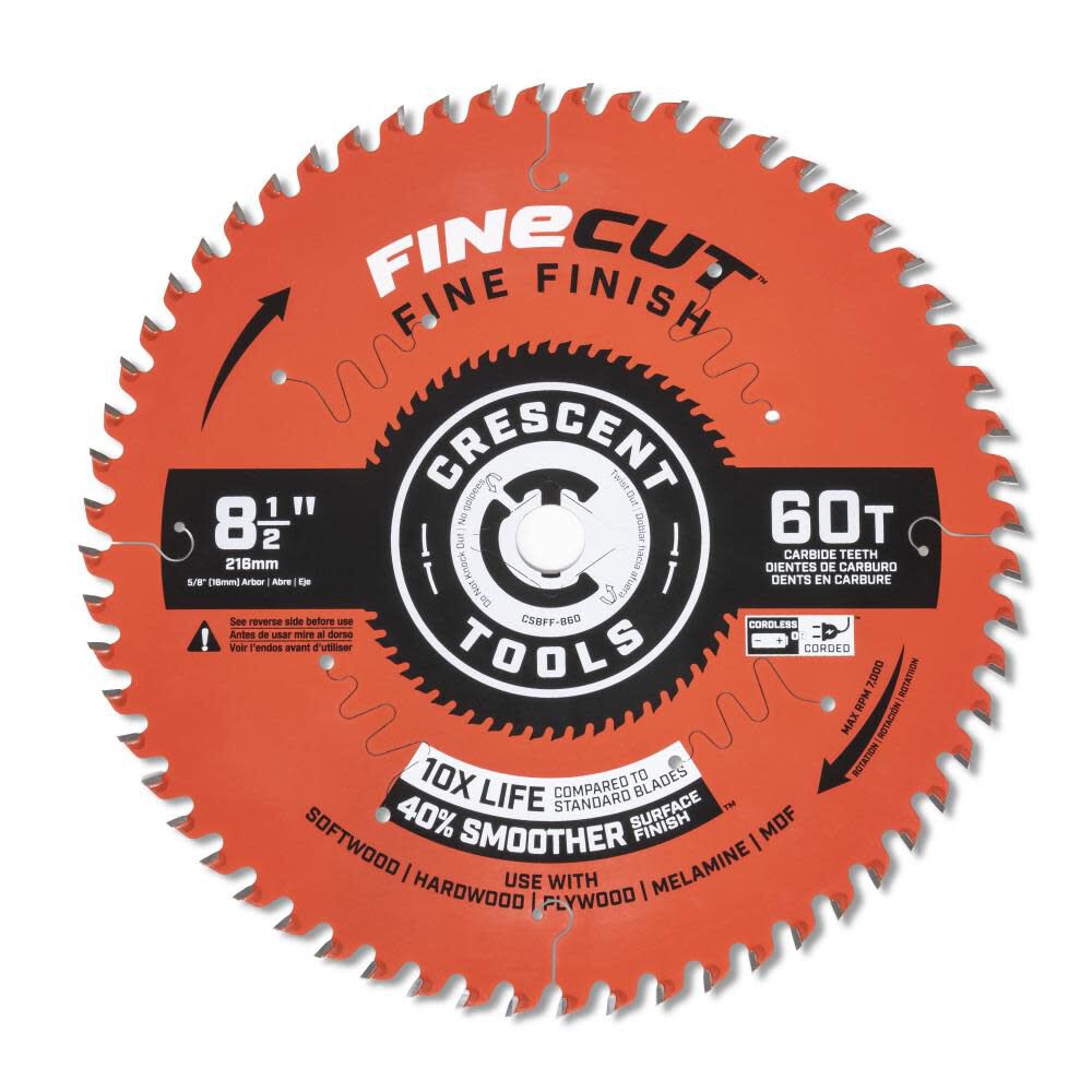 Circular Saw Blade 8 1/2in x 60 Tooth Fine Cut Fine Finishing CSBFF-860