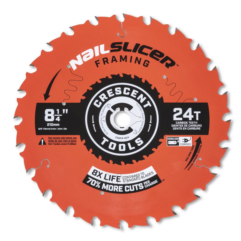 8-1/4-in 24-Tooth Rough Finish Carbide Framing Circular Saw Blade CSBFR-824