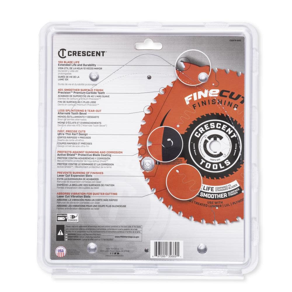 Finishing 8-1/4-in 40-Tooth Fine Finish Carbide Circular Saw Blade CSBFN-840