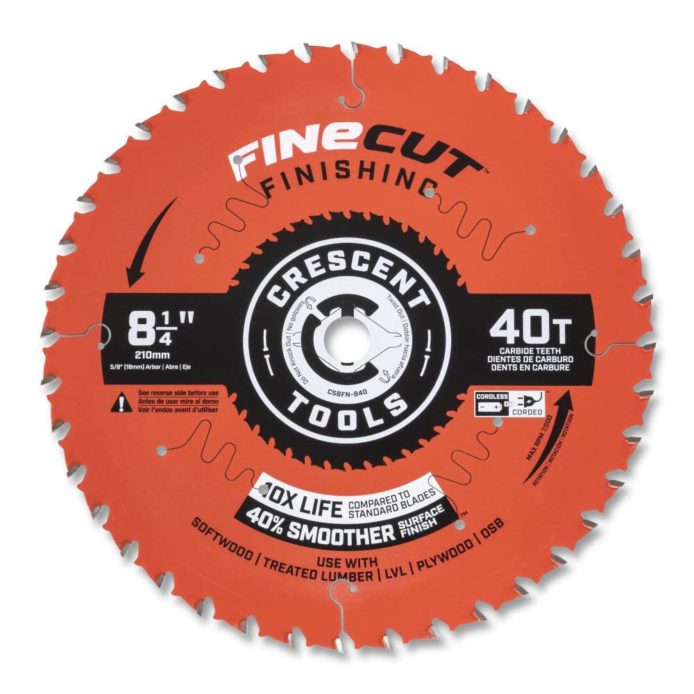 Finishing 8-1/4-in 40-Tooth Fine Finish Carbide Circular Saw Blade CSBFN-840