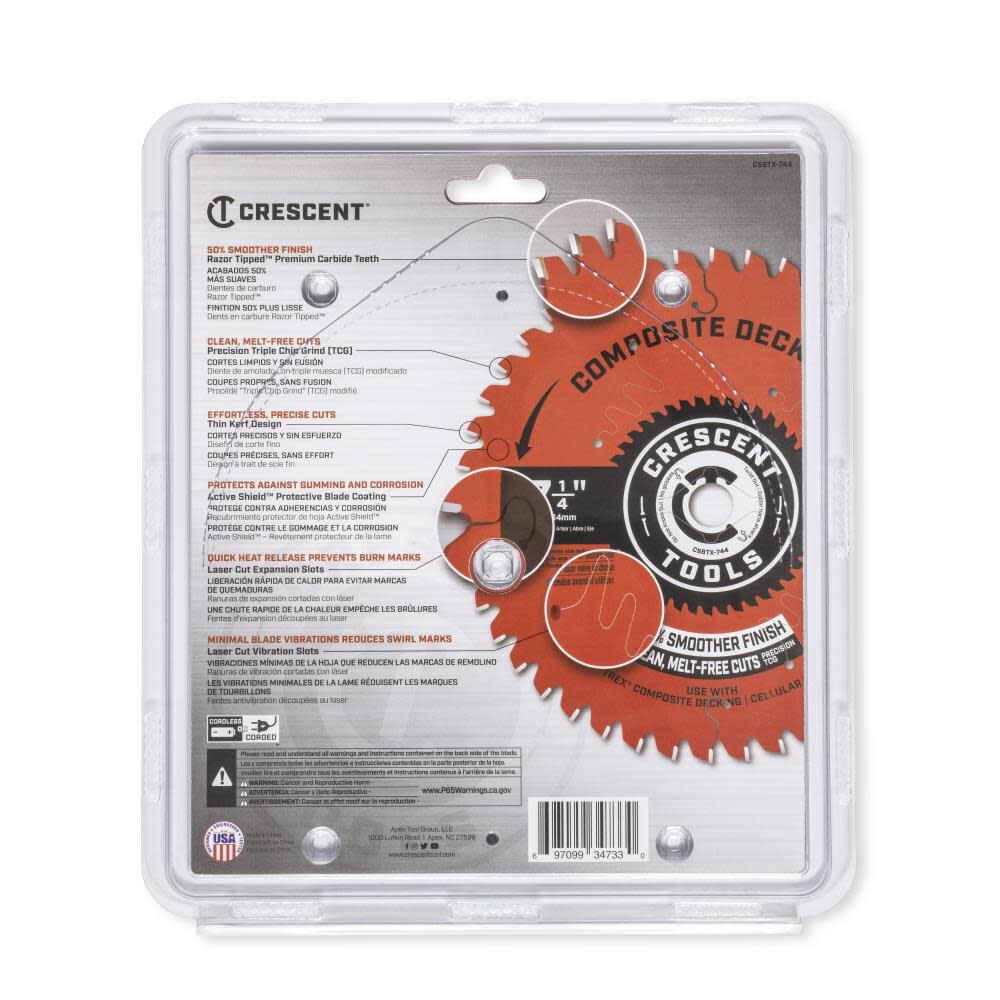 Composite Decking 7-1/4-in 44-Tooth Carbide Circular Saw Blade CSBTX-744