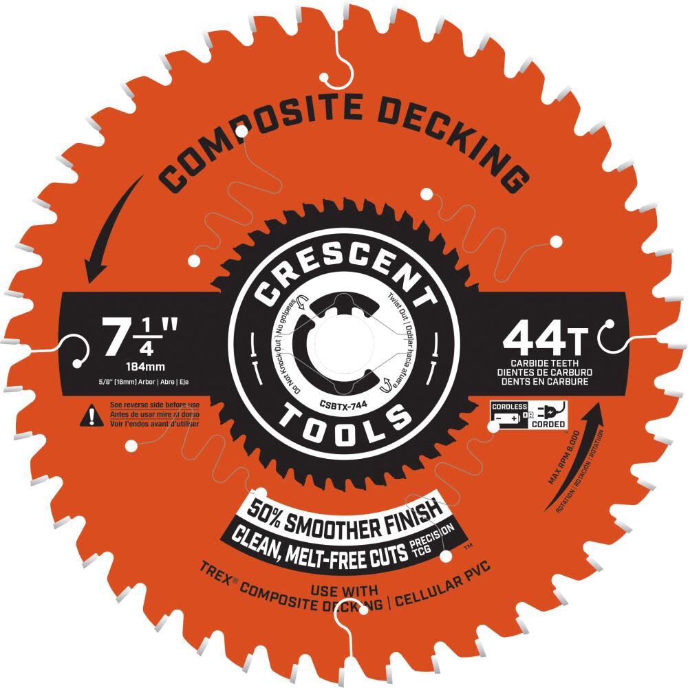 Composite Decking 7-1/4-in 44-Tooth Carbide Circular Saw Blade CSBTX-744