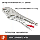 Curved Jaw Locking Pliers with Wire Cutter 3 Piece Set CLP3SETN-08