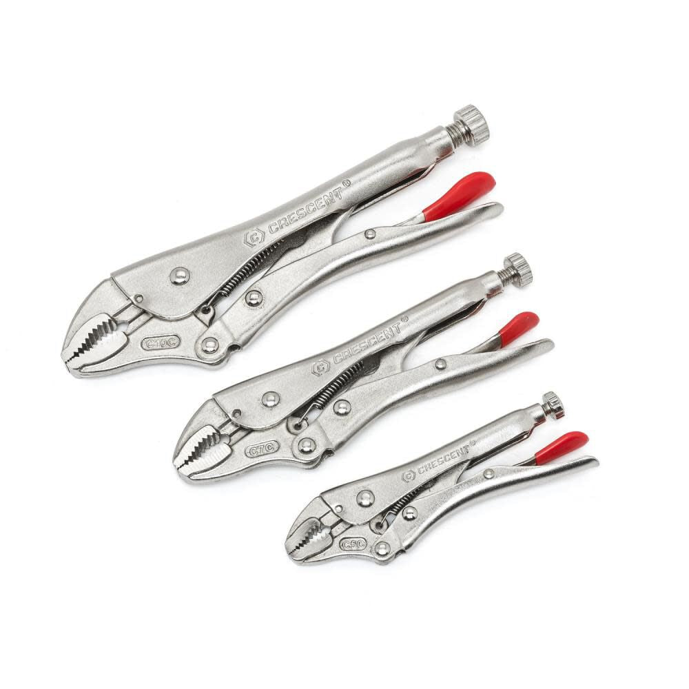 Curved Jaw Locking Pliers with Wire Cutter 3 Piece Set CLP3SETN-08