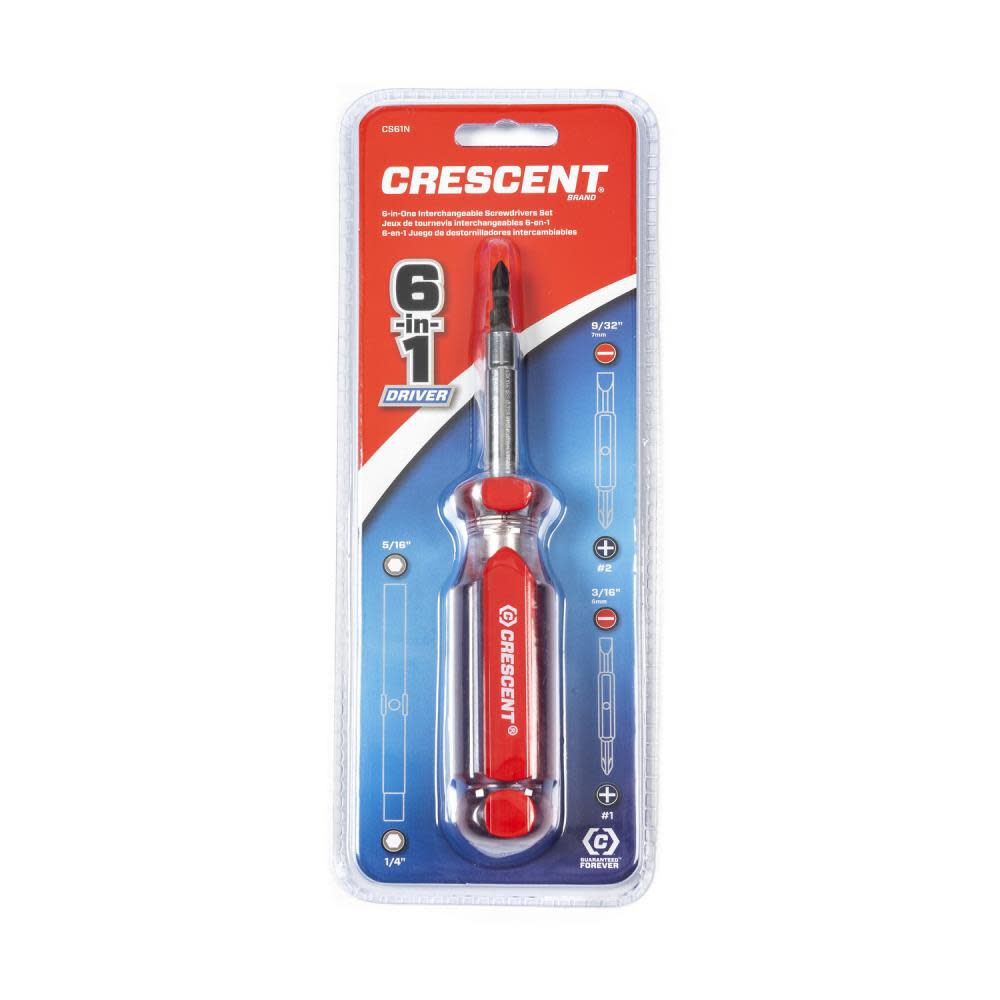 Interchangeable Bit Screwdriver 6 in 1 with Red Handle CS61N